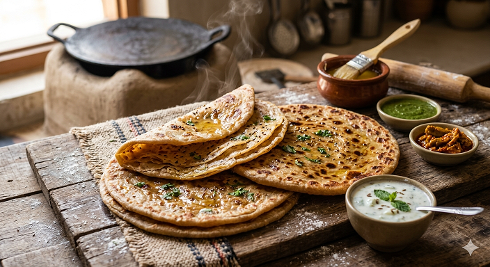 Pakistani paratha layered flatbread